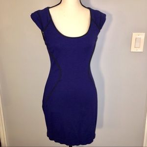 Express Blue and Black Zip Dress